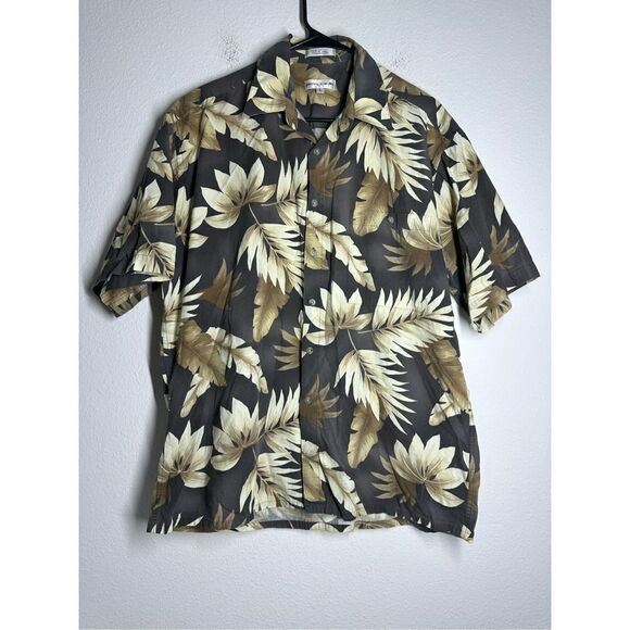 Pierre Cardin Hawaiian Shirt With Pocket Brown Size L Floral  See description - Picture 1 of 10